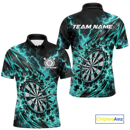 Custom Turquoise Lightning Dart Impact Dart Tournament Men Polo Shirt, Team Uniform IPHW12616