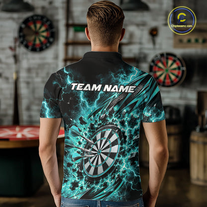 Custom Turquoise Lightning Dart Impact Dart Tournament Men Polo Shirt, Team Uniform IPHW12616