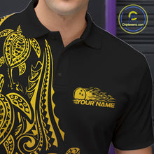 Load image into Gallery viewer, Custom Black And Gold Polynesian Tribal Turtle Bowling Men Polo Team Shirts Outfit IPHW10984