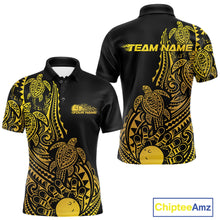 Load image into Gallery viewer, Custom Black And Gold Polynesian Tribal Turtle Bowling Men Polo Team Shirts Outfit IPHW10984