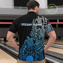 Load image into Gallery viewer, Custom Black And Blue Polynesian Tribal Turtle Bowling Men Quarter-Zip Team Shirts Outfit IPHW10985