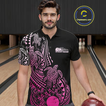 Load image into Gallery viewer, Custom Black And Pink Polynesian Tribal Turtle Bowling Men Polo Team Shirts Outfit IPHW10986