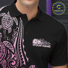 Load image into Gallery viewer, Custom Black And Pink Polynesian Tribal Turtle Bowling Men Polo Team Shirts Outfit IPHW10986