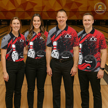 Load image into Gallery viewer, Custom Funny Bowling Polo Shirt For Men, Red Bowling Ball And Pin Bowling Jersey IPHW10257