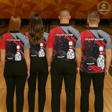 Load image into Gallery viewer, Custom Funny Bowling Polo Shirt For Men, Red Bowling Ball And Pin Bowling Jersey IPHW10257