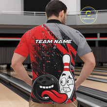 Load image into Gallery viewer, Custom Funny Bowling Quarter-Zip Shirt For Men, Red Bowling Ball And Pin Bowling Jersey IPHW10257