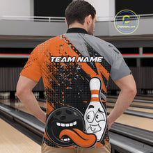 Load image into Gallery viewer, Custom Funny Bowling Quarter-Zip Shirt For Men, Orange Bowling Ball And Pin Bowling Jersey IPHW10258