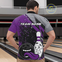 Load image into Gallery viewer, Custom Funny Bowling Quarter-Zip Shirt For Men, Purple Bowling Ball And Pin Bowling Jersey IPHW10259