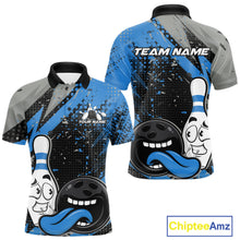 Load image into Gallery viewer, Custom Funny Bowling Polo Shirt For Men, Blue Bowling Ball And Pin Bowling Jersey IPHW10260