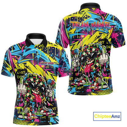 Custom Colorful Dripping Graffiti Funny Dartboard Dart Men Polo Shirt Team Jersey IPHW12687