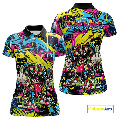 Custom Colorful Dripping Graffiti Funny Dartboard Dart Women Polo Shirt Team Jersey IPHW12687