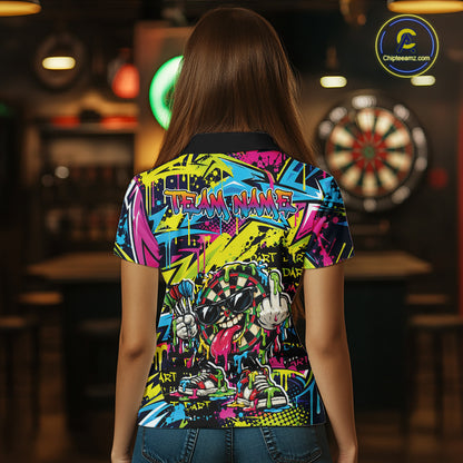 Custom Colorful Dripping Graffiti Funny Dartboard Dart Women Polo Shirt Team Jersey IPHW12687