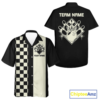 Bowling King And Queen Custom Retro Bowling Button Up Shirt, Matching Team Shirt IPHW12245