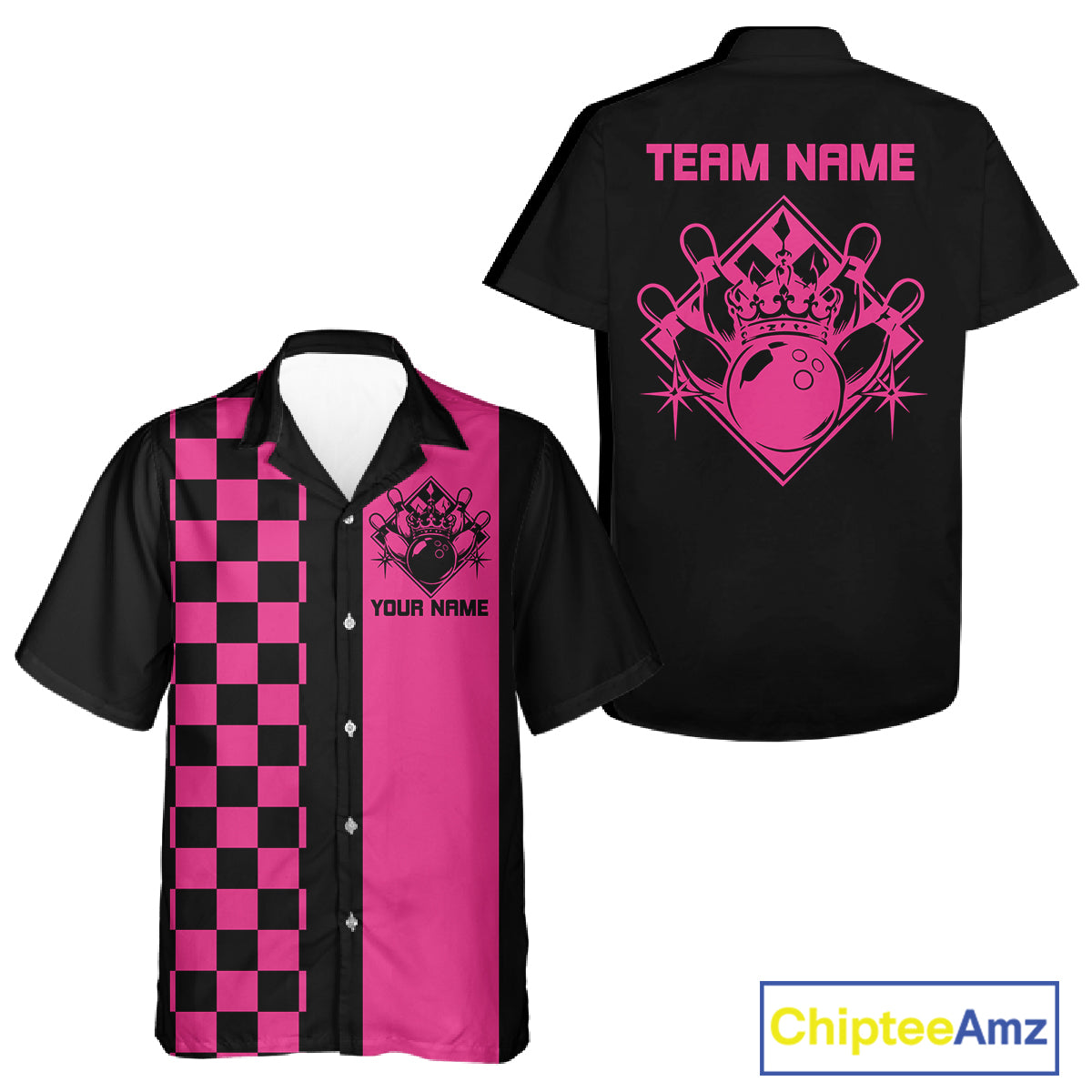 Bowling King And Queen Custom Retro Bowling Button Up Shirt, Matching Team Shirt IPHW12245