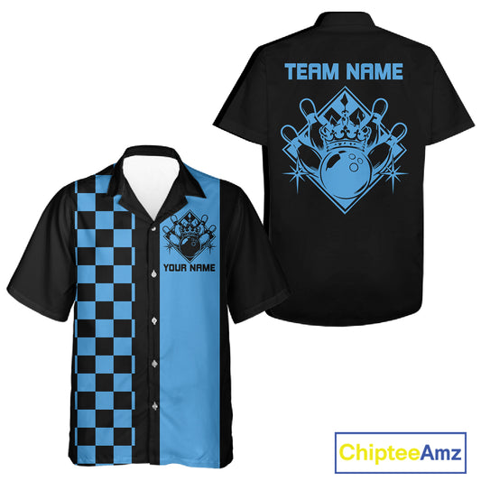 Bowling King And Queen Custom Retro Bowling Button Up Shirt, Matching Team Shirt IPHW12245