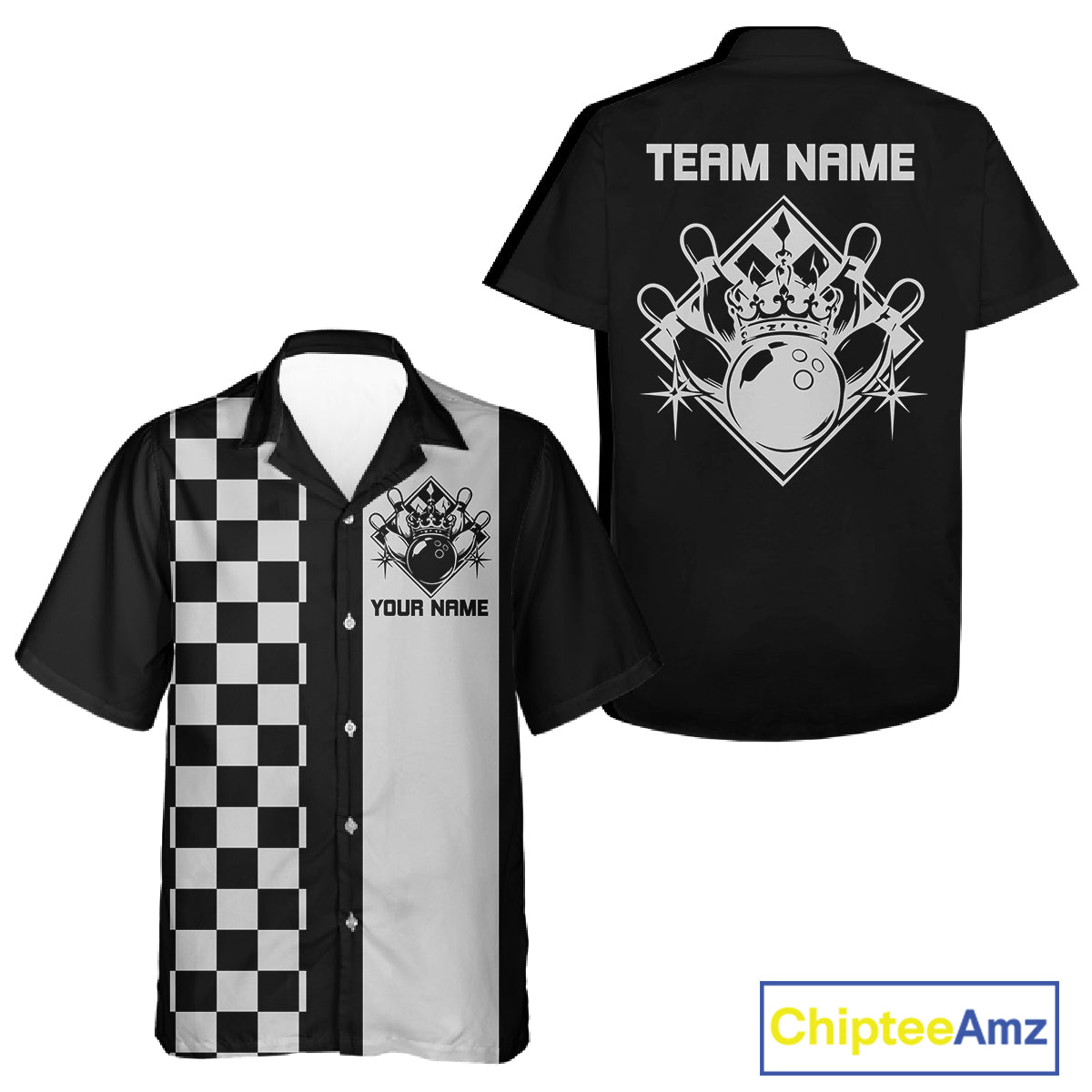 Bowling King And Queen Custom Retro Bowling Button Up Shirt, Matching Team Shirt IPHW12245