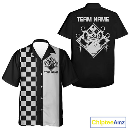 Bowling King And Queen Custom Retro Bowling Button Up Shirt, Matching Team Shirt IPHW12245