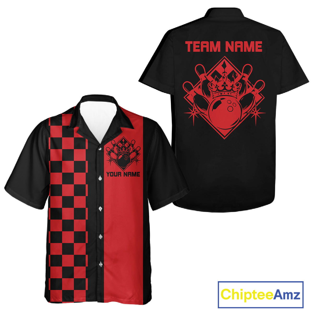 Bowling King And Queen Custom Retro Bowling Button Up Shirt, Matching Team Shirt IPHW12245