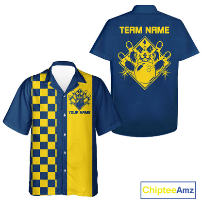 Bowling King And Queen Custom Retro Bowling Button Up Shirt, Matching Team Shirt IPHW12245
