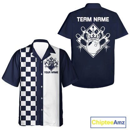 Bowling King And Queen Custom Retro Bowling Button Up Shirt, Matching Team Shirt IPHW12245
