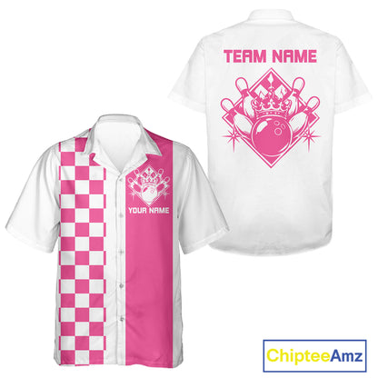 Bowling King And Queen Custom Retro Bowling Button Up Shirt, Matching Team Shirt IPHW12245