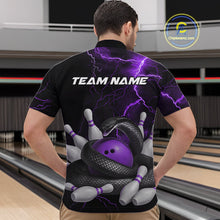 Load image into Gallery viewer, Custom Black And Purple Thunder Lightning Black Mamba Snake Bowling Team Men Quarter-Zip Shirt IPHW10153