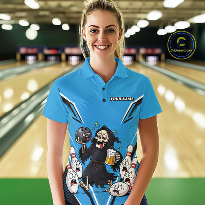 Close-up fabric detail of lightweight 100% polyester quick-dry bowling shirt