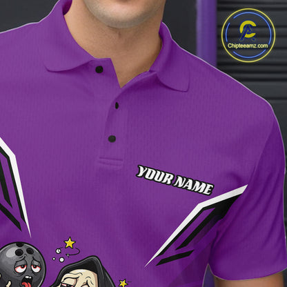 Close-up fabric detail of lightweight 100% polyester quick-dry bowling shirt
