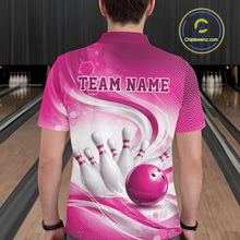 Load image into Gallery viewer, Custom Pink Halftone Dots Hexagon Bowling Team Jerseys, Men Polo Bowling Shirt IPHW11377