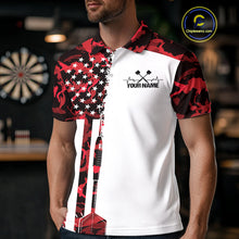 Load image into Gallery viewer, Custom Red Military Camo Patriotic Dart Men Polo Shirts, US Flag Dart Team Shirt IPHW9953