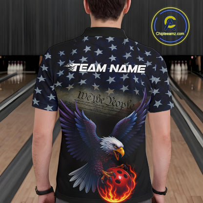 Custom Patriotic We The People Eagle Bowling Team Shirt For Men, Bowling League Shirt IPHW10200