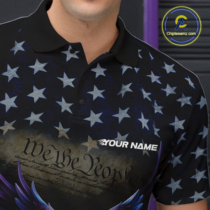 Custom Patriotic We The People Eagle Bowling Team Shirt For Men, Bowling League Shirt IPHW10200