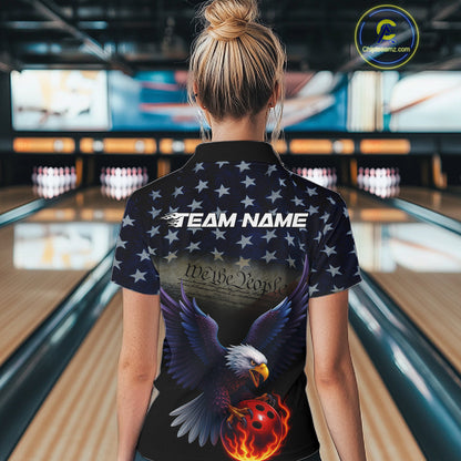 Custom Patriotic We The People Eagle Bowling Team Shirt For Women, Bowling League Shirt IPHW10200