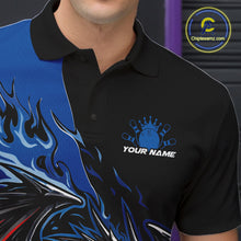 Load image into Gallery viewer, Custom Blue And Red Dragon Bowling Men Polo Team Shirt, Dragon Bowling League Shirts IPHW10368