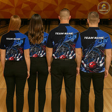 Load image into Gallery viewer, Custom Blue And Red Dragon Bowling Men Polo Team Shirt, Dragon Bowling League Shirts IPHW10368