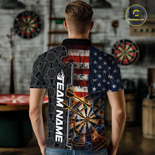 Load image into Gallery viewer, Custom Grunge US Flag Lightning Dartboard Patriotic Dart Team Men Polo Shirt Dart Jerseys IPHW10387