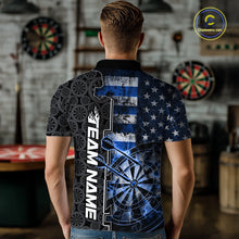 Load image into Gallery viewer, Custom Blue Lightning US Flag Dartboard Patriotic Dart Team Men Polo Shirt Dart Jerseys IPHW10388