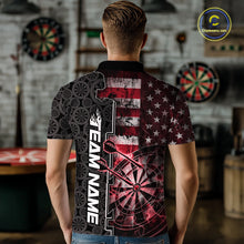 Load image into Gallery viewer, Custom Red Lightning US Flag Dartboard Patriotic Dart Team Men Polo Shirt Dart Jerseys IPHW10389