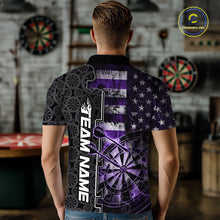 Load image into Gallery viewer, Custom Purple Lightning US Flag Dartboard Patriotic Dart Team Men Polo Shirt Dart Jerseys IPHW10390