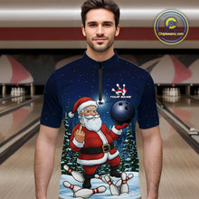 Load image into Gallery viewer, Custom Funny Christmas Bowling Men Quarter-Zip Shirts, Xmas Santa Bowling Team Outfit IPHW10094