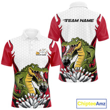 Load image into Gallery viewer, Custom Funny Alligator Bowling Men Polo Shirt, Alligator Red Bowling Team League Shirt IPHW10683
