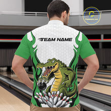 Load image into Gallery viewer, Custom Funny Alligator Bowling Men Quarter-Zip Shirt, Alligator Green Bowling Team League Shirt IPHW10685