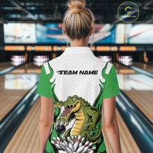 Load image into Gallery viewer, Custom Funny Alligator Women Bowling Shirts, Alligator Green Bowling Team League Shirt IPHW10685