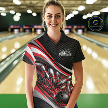Load image into Gallery viewer, Custom Red Flame Bowling Women Polo Shirt, Bowling Team League Shirt Bowler Jerseys IPHW11226
