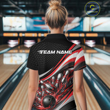 Load image into Gallery viewer, Custom Red Flame Bowling Women Quarter-Zip Shirt, Bowling Team League Shirt Jerseys IPHW11226