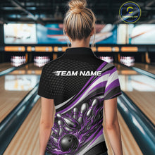 Load image into Gallery viewer, Custom Purple Flame Bowling Women Quarter-Zip Shirt, Bowling Team League Shirt Jerseys IPHW11229