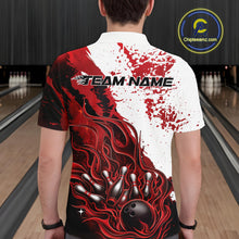 Load image into Gallery viewer, Custom Red Flame Bowling Men Polo Shirt, Bowling Team League Shirt Bowler Jerseys IPHW11242