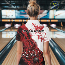 Load image into Gallery viewer, Custom Red Flame Bowling Women Polo Shirt, Bowling Team League Shirt Bowler Jerseys IPHW11242
