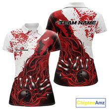 Load image into Gallery viewer, Custom Red Flame Bowling Women Polo Shirt, Bowling Team League Shirt Bowler Jerseys IPHW11242