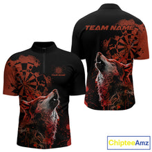 Load image into Gallery viewer, Custom Red Orange Splatter Grunge Dart Wolf Men Quarter-Zip Shirts, Wolf Dart Team Jerseys IPHW10012